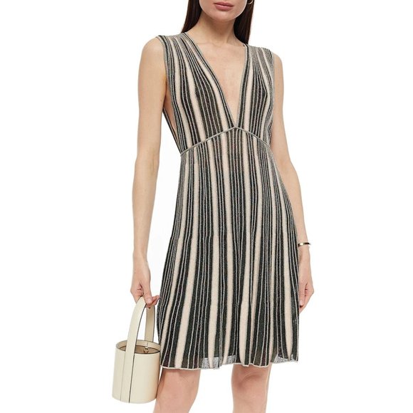 ✅ NWT M Missoni Collection Metallic Striped Dress Size 44 (IT) = US8 $650 NWT's - Picture 2 of 14